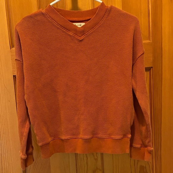 Madewell Burnt Orange Waffle Knit Boxy Sweater Size XS - Picture 2 of 5